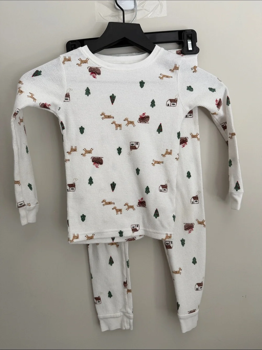 Carters Christmas Waffle Knit Pajama Size 6